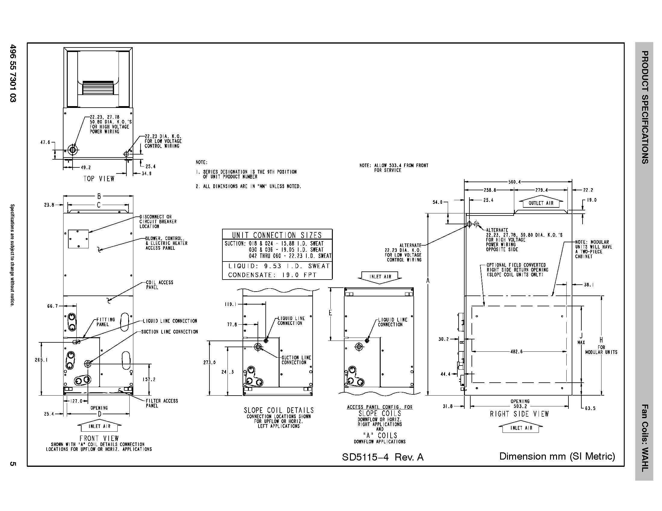 4 Ton EcoTemp ECM Motor Air Handler WAHL484B (3590)(F)